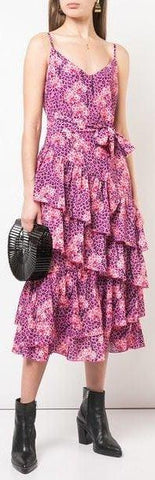 Leopard Print Tiered Pink Dress