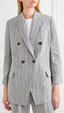 Double-Breasted Pinstriped Linen Blazer and Trouser Set