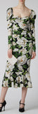 Ruched Floral-Print Stretch-Crepe Midi Dress | DESIGNER INSPIRED FASHIONS