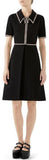 Crystal-Trim Short-Sleeve Fit-and-Flare Dress