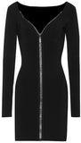 Embellished Zip-Front Mini Dress