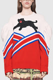Black Panther-Embroidered Oversized Exaggerated-Shoulder Sweater - DESIGNER INSPIRED FASHIONS