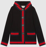 Hooded Knit Cardigan-Jacket, Black