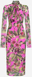 Floral-Print Dress with Neck-Tie