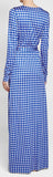 Blue & White Gingham Wrap Maxi Dress