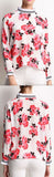 Floral-Printed Ruffled Silk Blouse