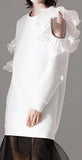 Cut-Out Long Ruffled Sweatshirt - Black or White