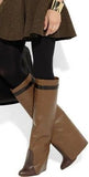 Knee Wedge Brown Leather Boots - DESIGNER INSPIRED FASHIONS