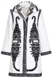 Embroidered Jacquard Coat, White
