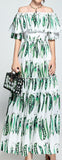 Snap Pea Print Off-the-Shoulder Maxi Dress