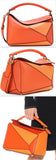 Puzzle Leather Shoulder Bag, Orange