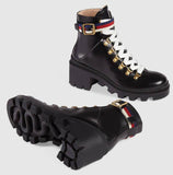 Leather Ankle Boot with Sylvie Web