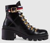 Leather Ankle Boot with Sylvie Web