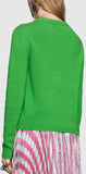 Butterfly-Embroidered Snake Intarsia Knit Sweater in Green - DESIGNER INSPIRED FASHIONS