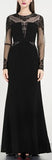 Sheer-Paneled Gown, Black or Pink