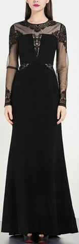 Sheer-Paneled Gown, Black or Pink