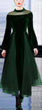 Velvet & Tulle Gown in Green