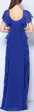 Ruffle Chiffon Dress with Lace Detail, Blue