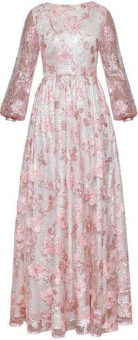 Pink Floral Embellished Gown