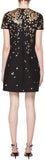 Crew-Neck Short-Sleeve A-Line Dress with Floral Paillettes