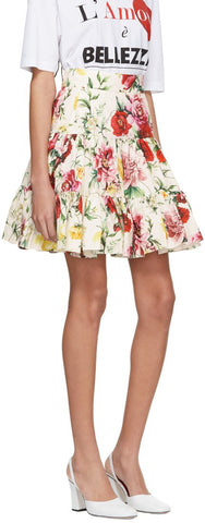 White Flowers Miniskirt