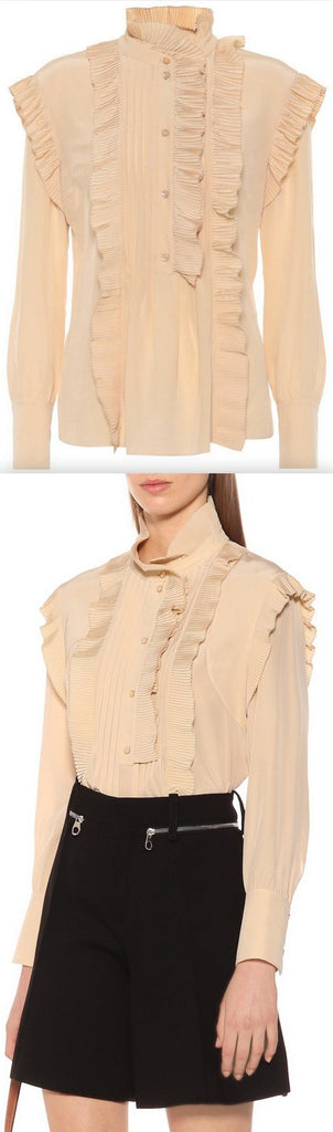 Ruffle-Trimmed Silk Blouse