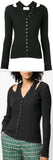 Cut-Out Ribbed Cardigan, Black