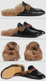 Princetown Leather Slipper with Double G