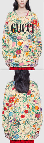 Floral Print Oversize Sweatshirt with Logo