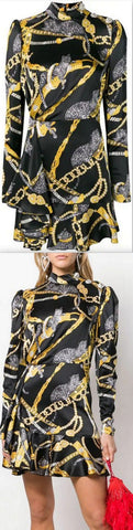 Printed Mock-Neck Mini Dress | DESIGNER INSPIRED FASHIONS