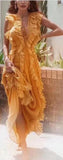 'Ambra' V-Neck Cap-Sleeve Layered Ruffle Maxi Dress | DESIGNER INSPIRED FASHIONS