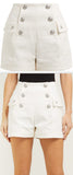 Button-Embellished Shorts, White