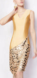 Asymmetrical Sequined Dress with Capelet