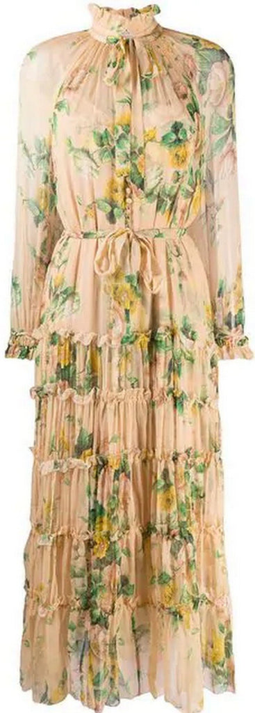 Neck-Tie Ruffle Silk Dress | DESIGNER INSPIRED FASHIONS