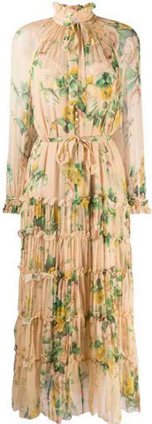 Neck-Tie Ruffle Silk Dress | DESIGNER INSPIRED FASHIONS
