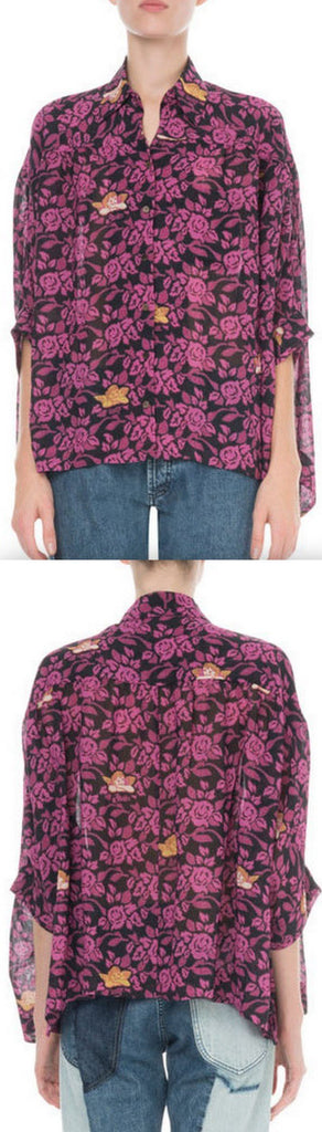 x Paula's Ibiza Floral Print Button-Front Blouse | DESIGNER INSPIRED FASHIONS
