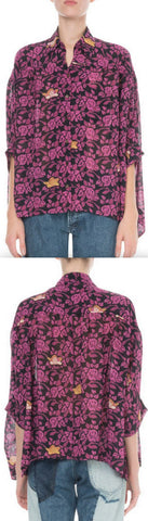 x Paula's Ibiza Floral Print Button-Front Blouse | DESIGNER INSPIRED FASHIONS