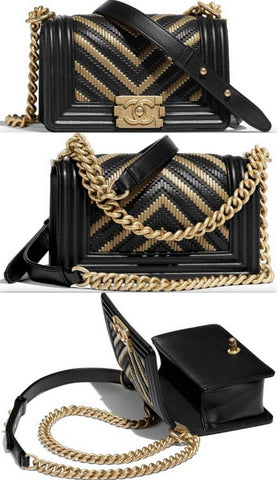 Small Boy Gold Tone and Black Handbag | DESIGNER INSPIRED FASHIONS