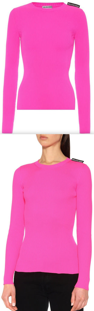 Ribbed Knit Sweater, Neon Pink | DESIGNER INSPIRED FASHIONS