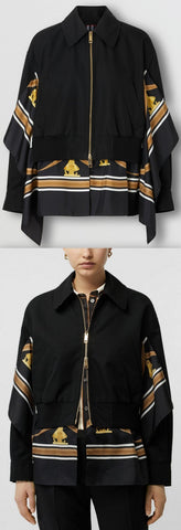 Scarf Detail Cotton Gabardine Harrington Jacket | DESIGNER INSPIRED FASHIONS