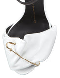 Safety Pin Leather Sandals in Black & White - DESIGNER INSPIRED FASHIONS