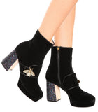 Velvet Plateau Ankle Boots