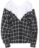 Paneled Checked Cotton Poplin Shirt
