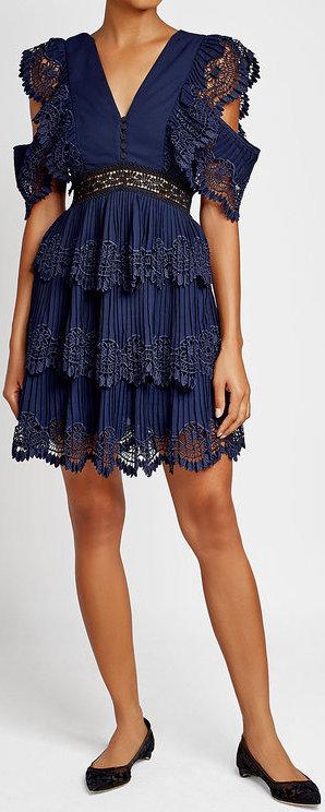 Pleated Dress with Embroidery