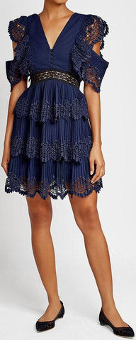Pleated Dress with Embroidery