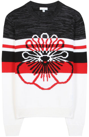 Intarsia Flower Printed Wool Sweater - DESIGNER INSPIRED FASHIONS