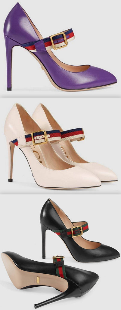 Sylvie Leather Pumps - Purple, White, Black