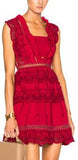 Three Tiered Peplum Lace Dress in Red - DESIGNER INSPIRED FASHIONS