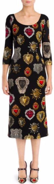 'Sacred' Heart Print Sheath Dress | DESIGNER INSPIRED FASHIONS