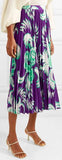 Pleated Printed Midi Skirt